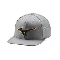 Mizuno Tour Flat Snapback Golf Hat - Grey/Gold