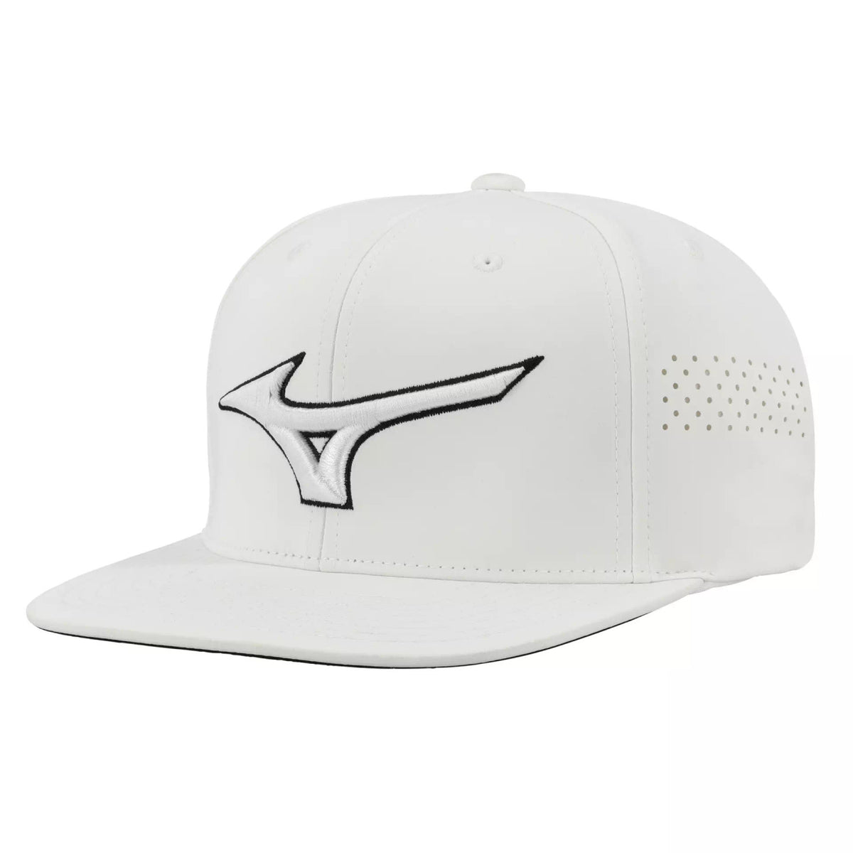 Mizuno Tour Flat Snapback Golf Hat - White/White