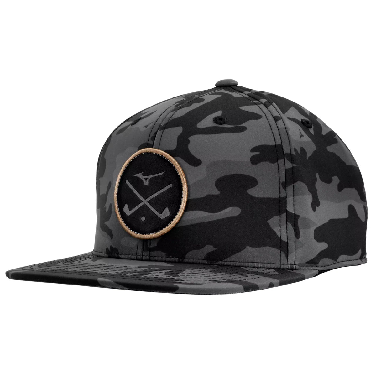 Mizuno Crossed Clubs Snapback Golf Hat - Black Camo/Copper