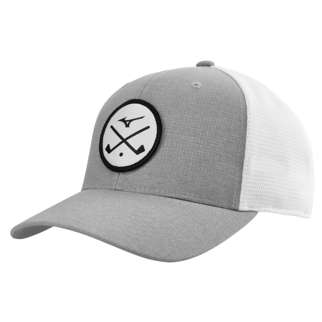 Mizuno Crossed Clubs Meshback Golf Hat - Heathered Grey/White