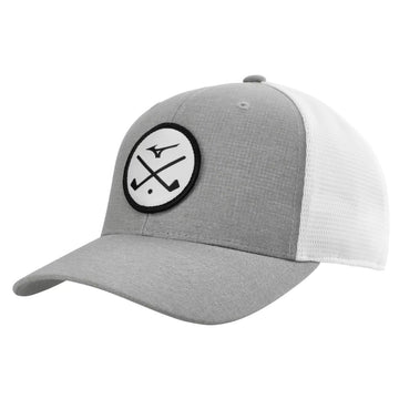 Mizuno Crossed Clubs Meshback Golf Hat - Heathered Grey/White