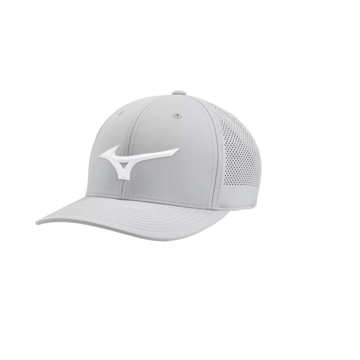 Mizuno Tour Vent Snapback Golf Hat - Light Grey/White