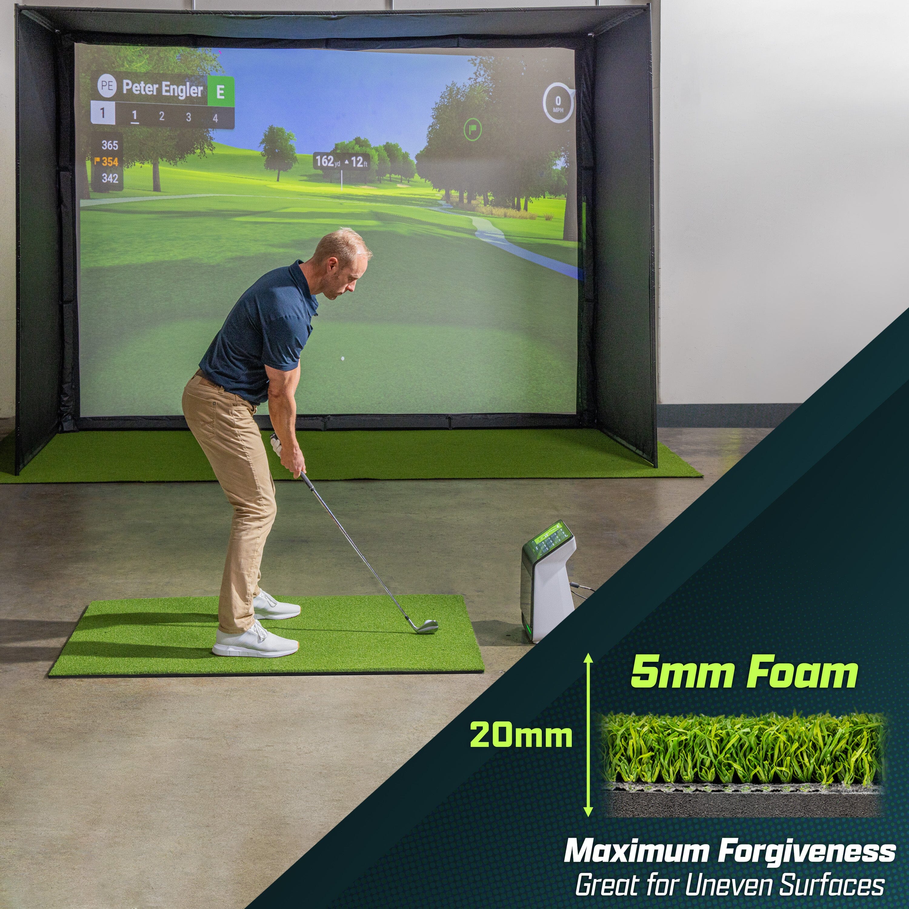 GoSports Golf Hitting Mat - ELITE 5 x 3 ft - 5 mm Artificial Turf Training Mat for Indoor/Outdoor Swing Practice, Includes 3 Rubber Tees