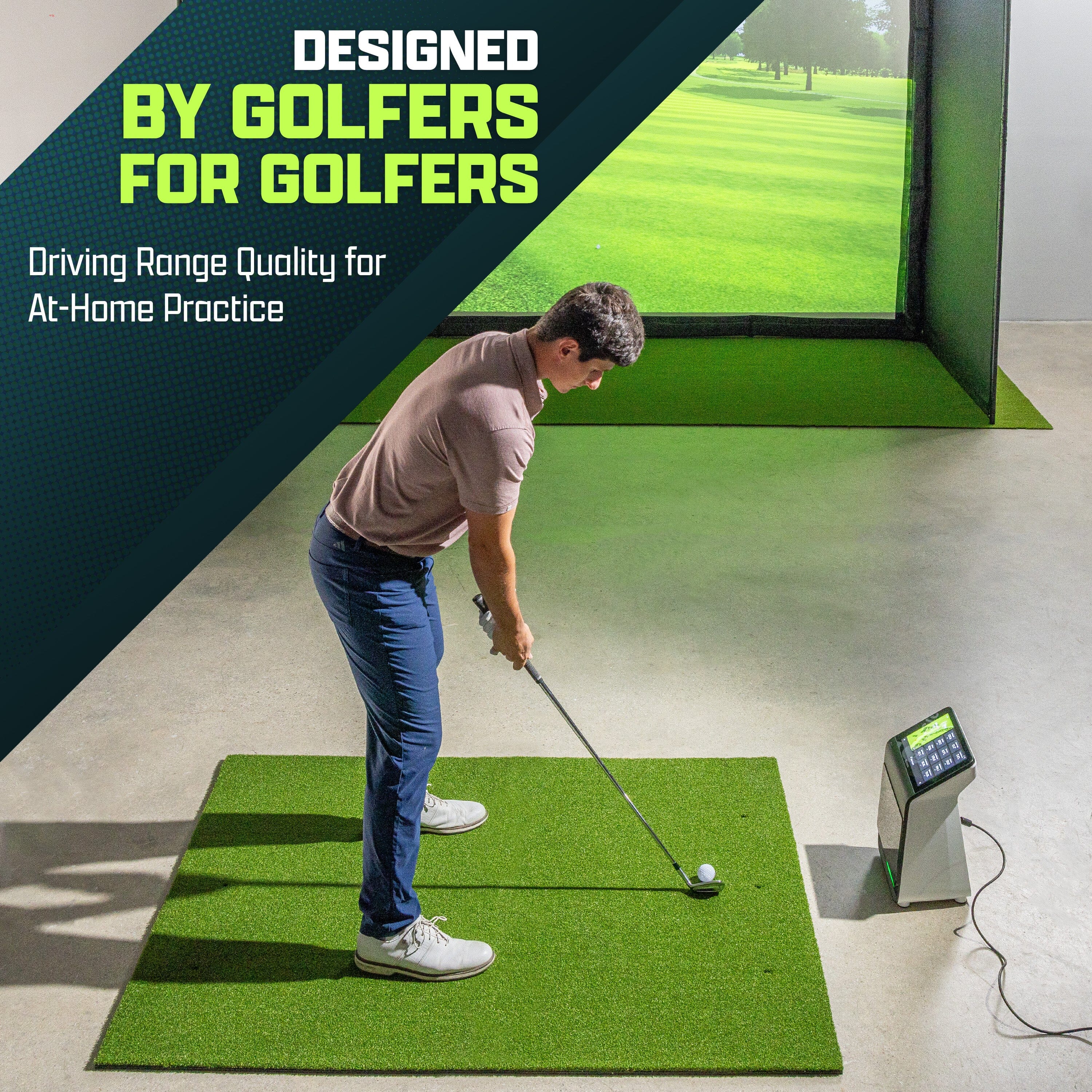 GoSports Golf Hitting Mat - PRO 5 x 4 ft - 5 mm Artificial Turf Training Mat for Indoor/Outdoor Swing Practice, Includes 3 Rubber Tees