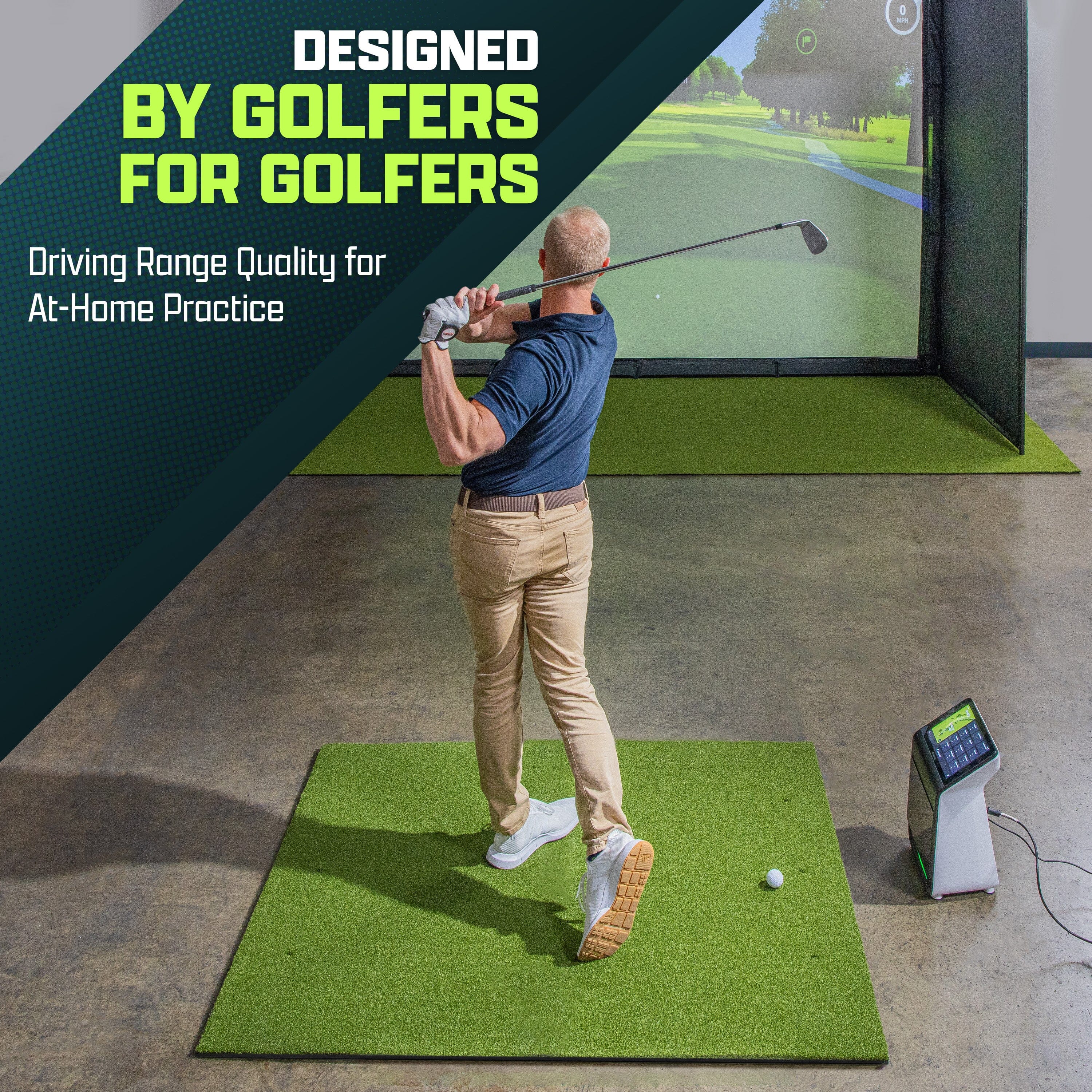 GoSports Golf Hitting Mat - ELITE 5 x 4 ft - 5 mm Artificial Turf Training Mat for Indoor/Outdoor Swing Practice, Includes 3 Rubber Tees