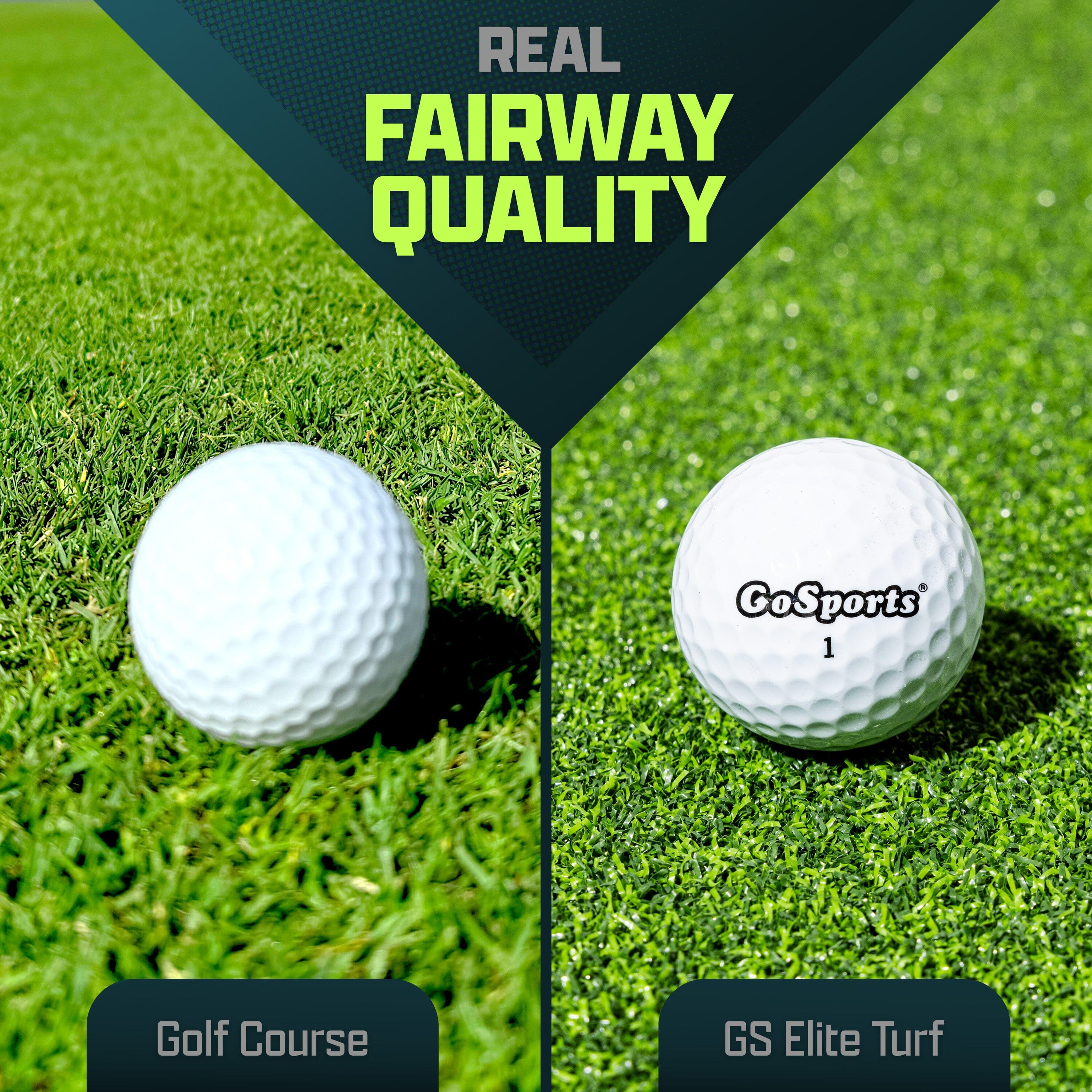 GoSports Golf Hitting Mat - ELITE 5 x 5 ft - 15 mm Artificial Turf Training Mat for Indoor/Outdoor Swing Practice, Includes 3 Rubber Tees