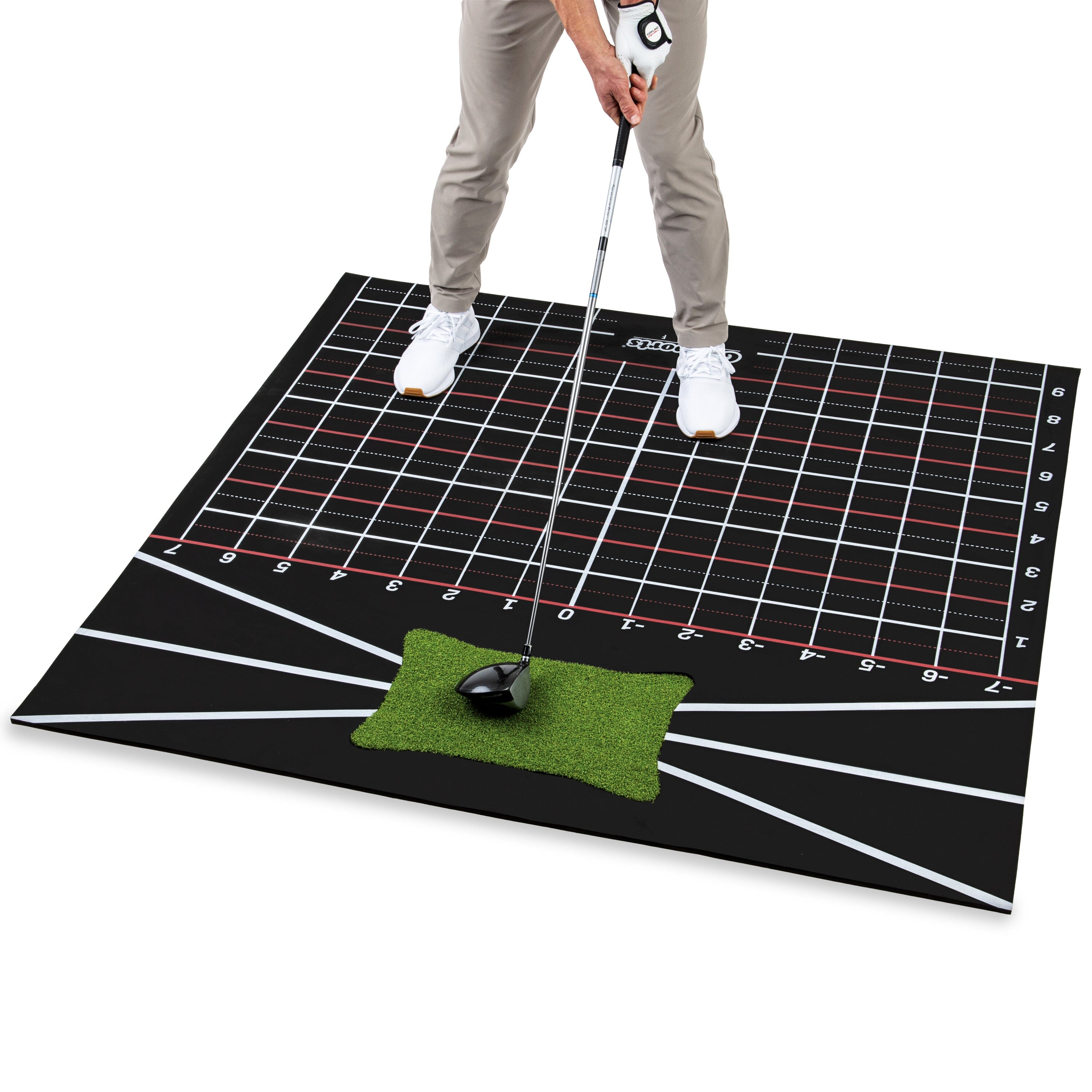 GoSports 5 x 5 Golf Hitting Mat - Fix Slices & Hooks - Stance Mat for Indoor & Outdoor Practice