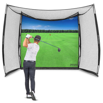 GoSports Range Cage 10 ft x 8 ft Golf Practice Hitting Net with Impact Screen