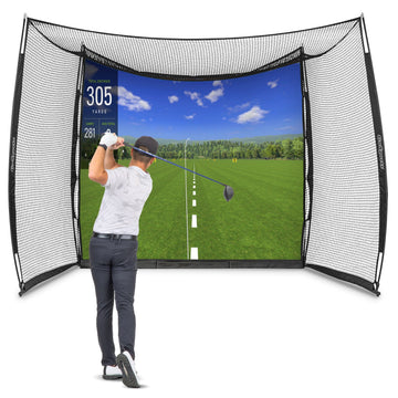 GoSports Range Cage 10 ft x 8 ft Golf Practice Hitting Net with Simulator Impact Screen