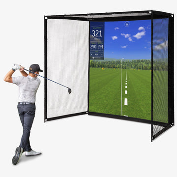 GoSports Range Cage ELITE Golf Hitting Net - 8 x 8 ft Golf Simulator Enclosure with Impact Screen