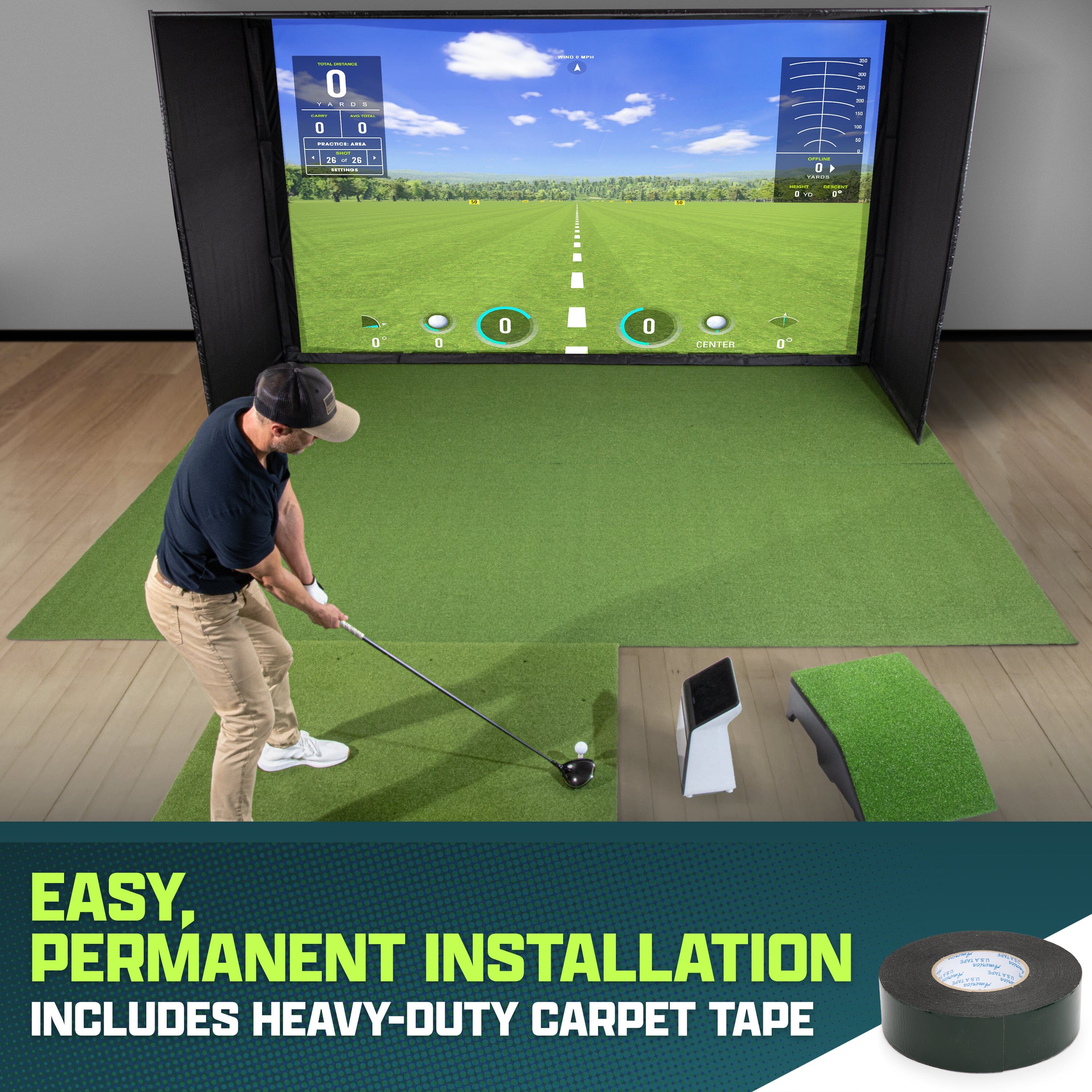 GoSports Golf Simulator Turf - 15 mm ELITE Golf Mat for Indoor Home Setups