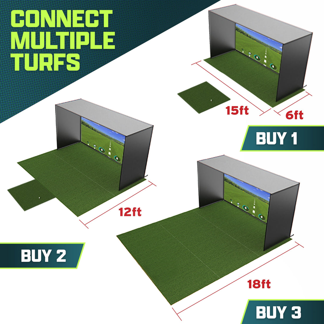 GoSports Golf Simulator Turf - 15 mm ELITE Golf Mat for Indoor Home Setups