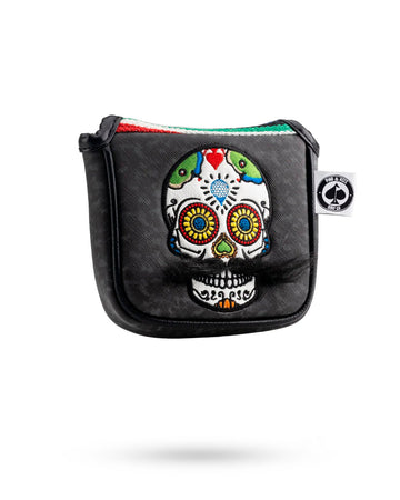 Mustache Sugar Skull - Mallet Putter Cover Gray Camo