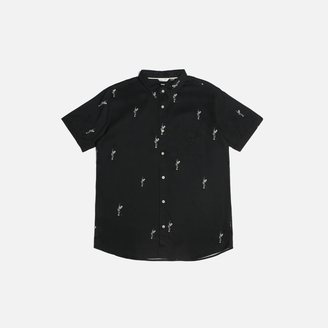 TRUE LinksWear All Day Vacay Button Up - Dead Golfer Black