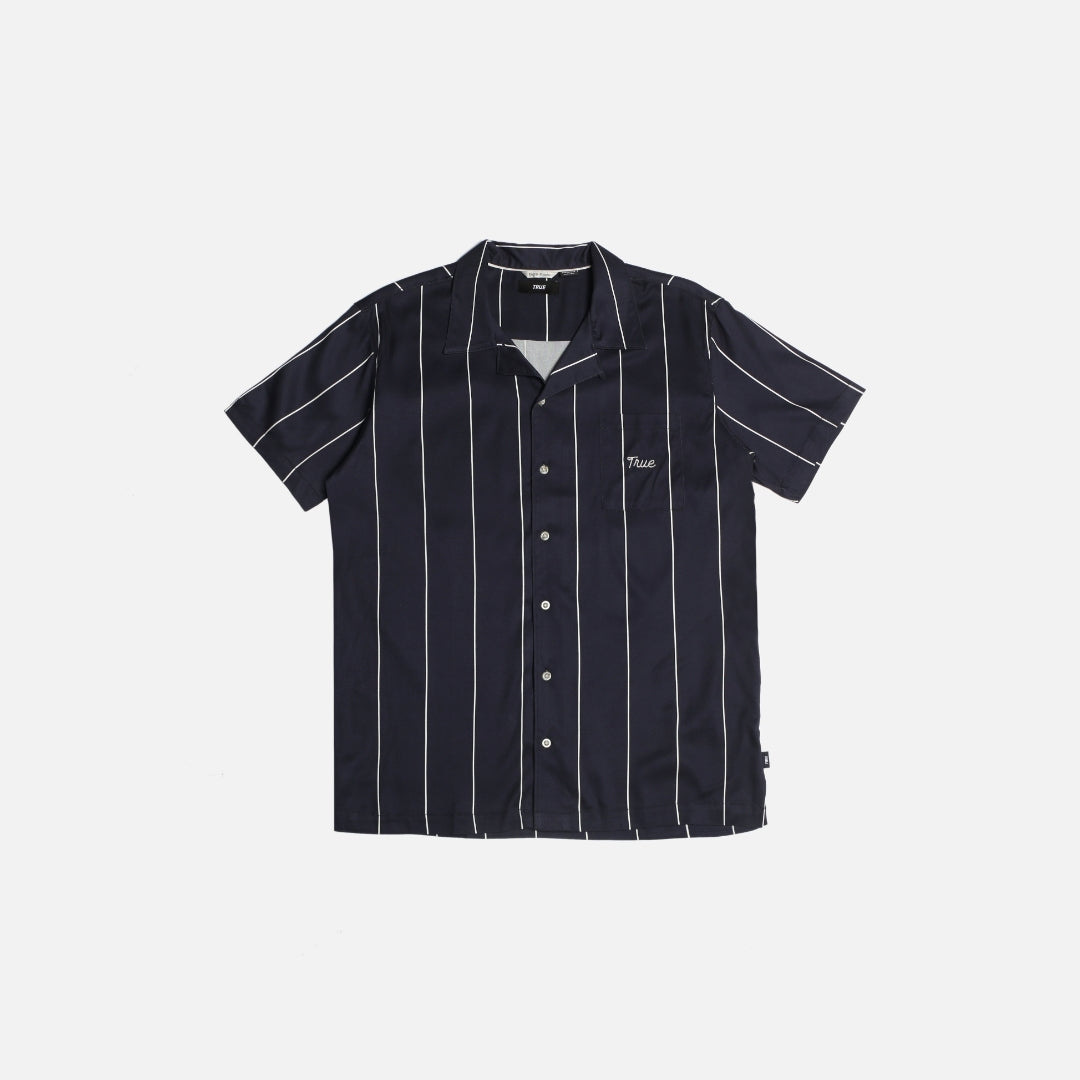 TRUE LinksWear All Day Vacay Camp Collar Button Up - Navy Stripe