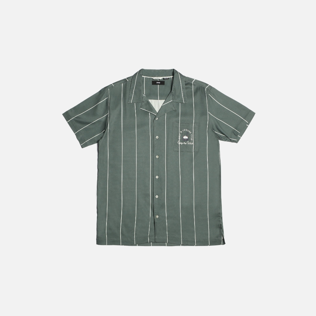 TRUE LinksWear All Day Vacay Camp Collar Button Up - Pine Stripe