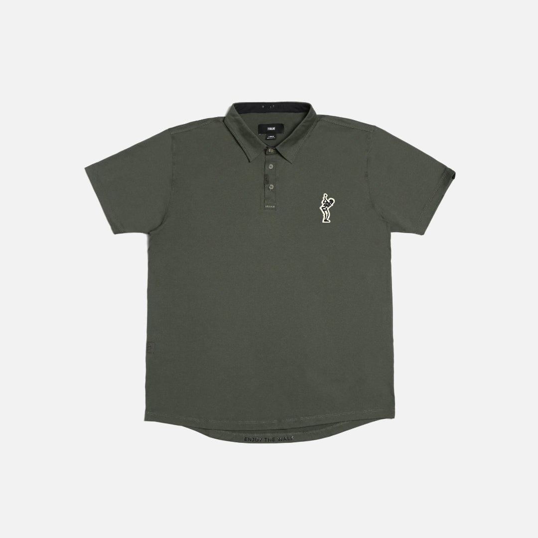 TRUE LinksWear All Day Polo Heather - Dead Golfer - Olive Heather