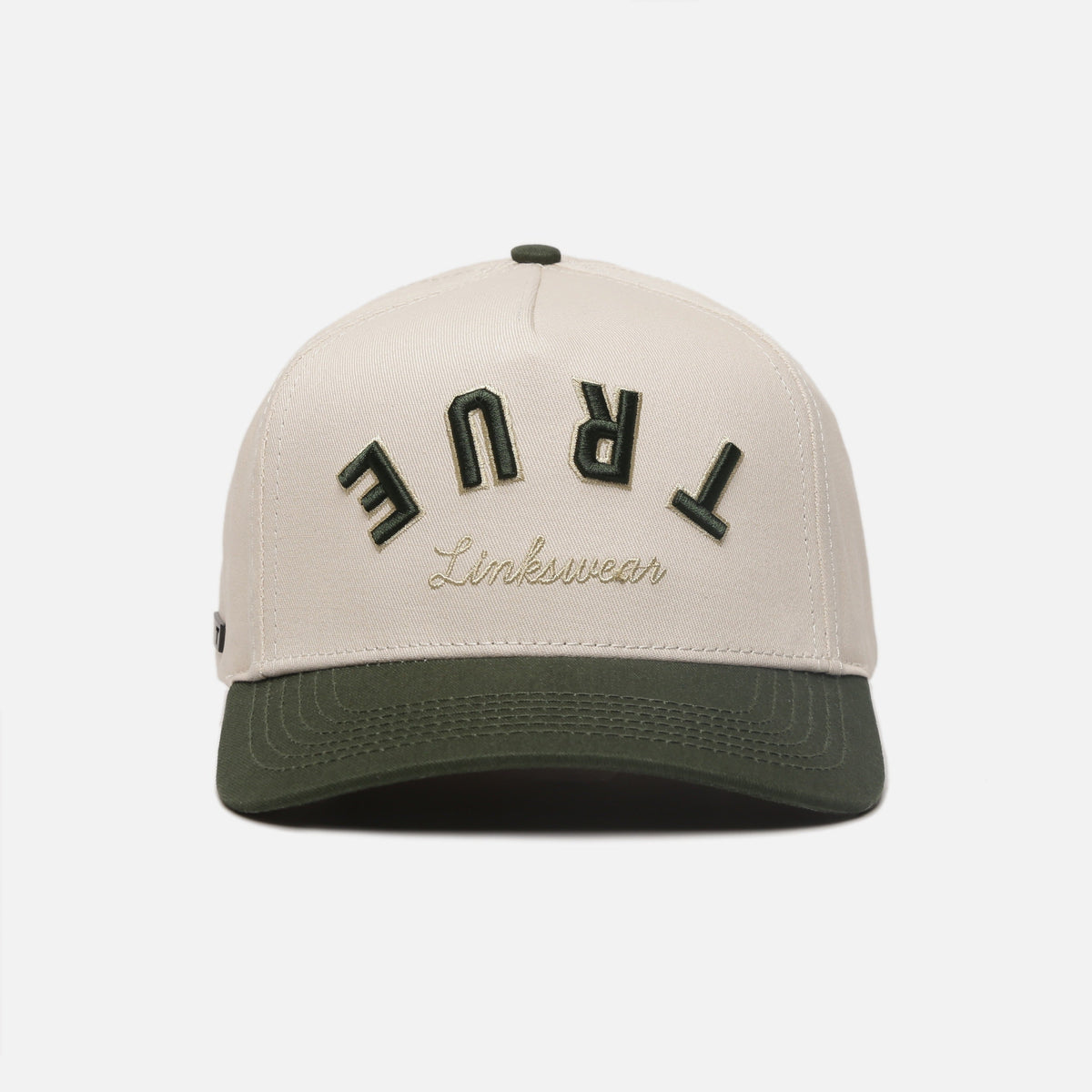 TRUE LinksWear Backspin Twill Snapback Hat - Bone/Green