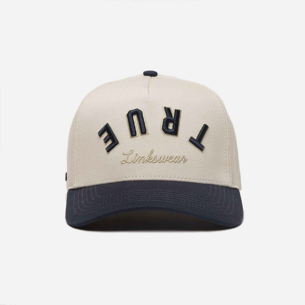 TRUE LinksWear Backspin Twill Snapback Hat - Bone/Navy