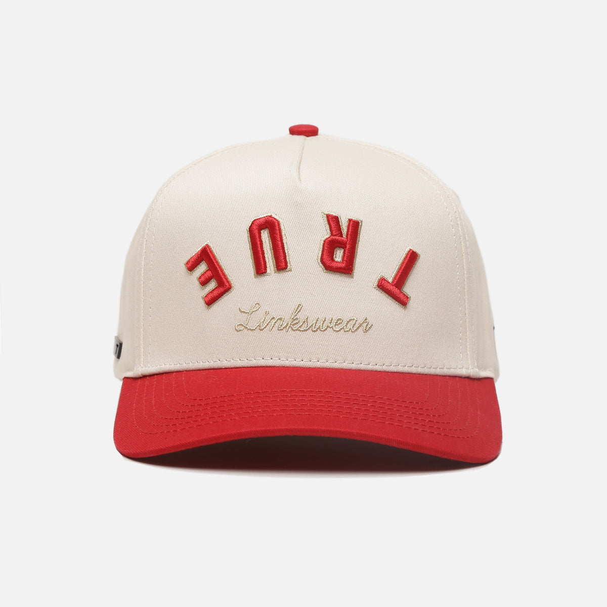 TRUE LinksWear Backspin Twill Snapback Hat - Bone/Red