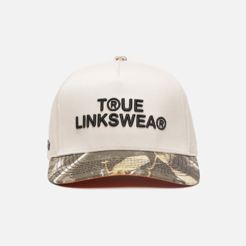 TRUE LinksWear Trademark Twill Snapback Hat - Bone/Camo