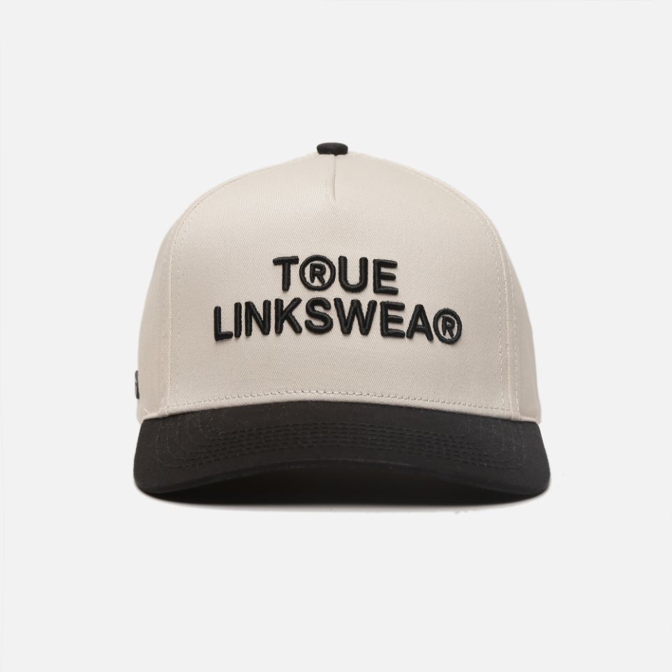 TRUE LinksWear Trademark Twill Snapback Hat - Bone/Black