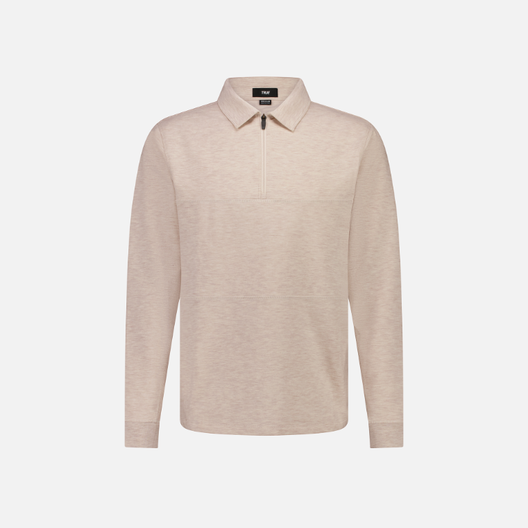 TRUE LinksWear Future Staples Quarter Zip - Heather Oatmeal