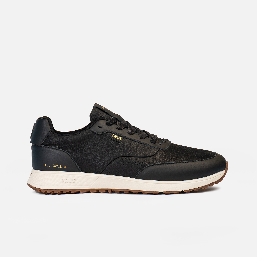 TRUE LinksWear All Day Leather Men's Waterproof Golf Shoes - Black