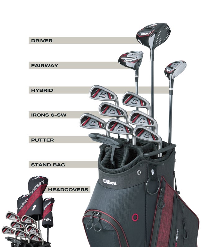 Wilson Men's Deep Red Complete Set with Stand Bag