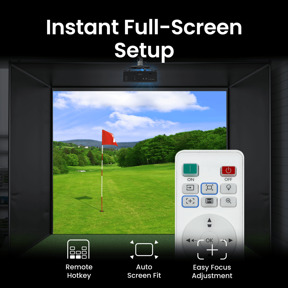 BenQ AH700ST 4000 Lumen 1080P Short Throw Laser Golf Simulator Projector - view 9