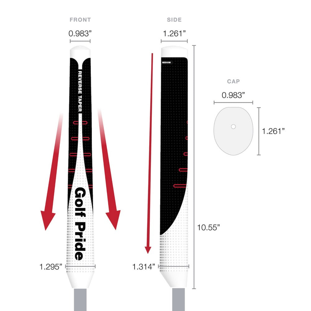 Golf Pride Reverse Taper Flat Putter Grip - Medium