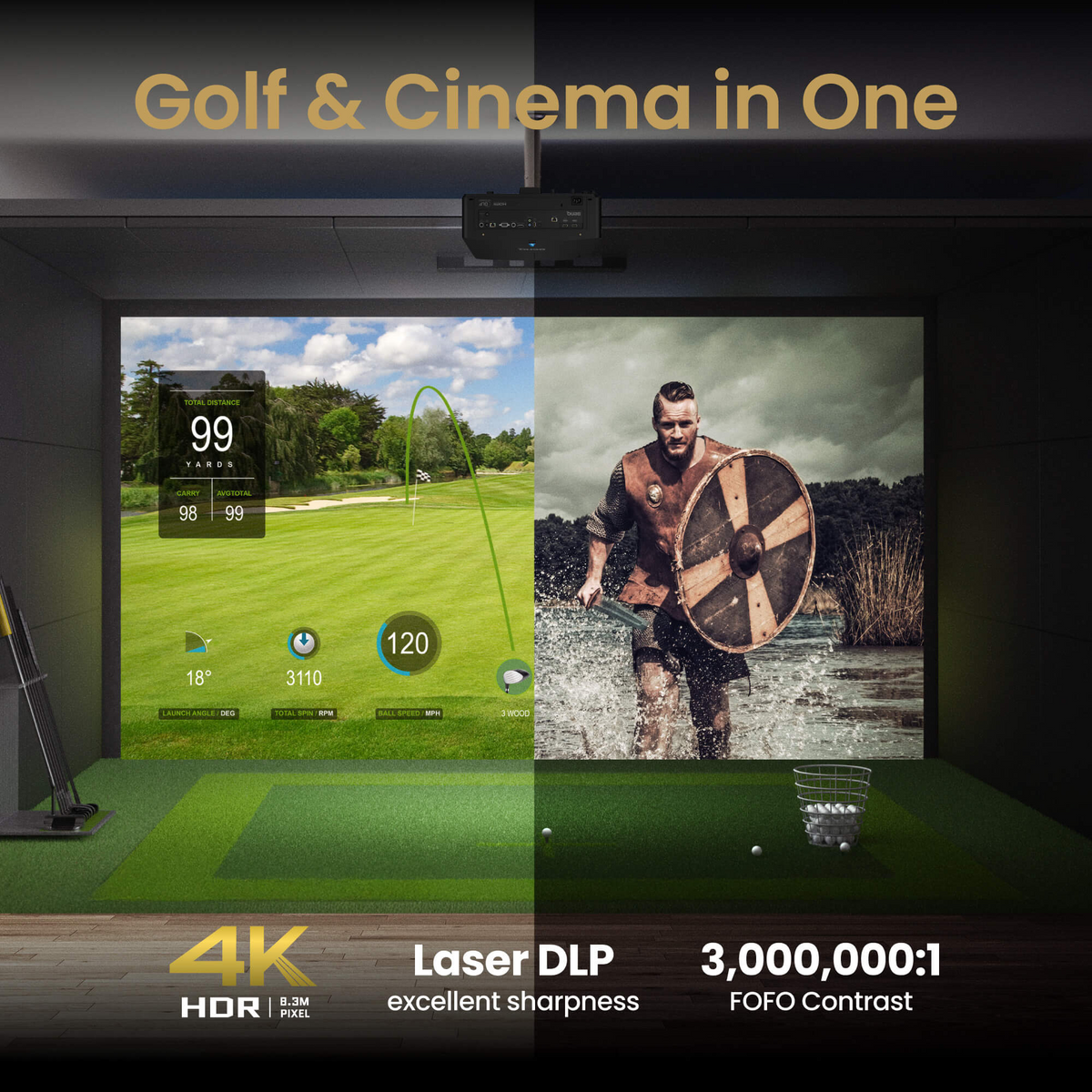 BenQ LK936ST 5100 Lumen 4K Short Throw Laser Golf Simulator Projector - view 14