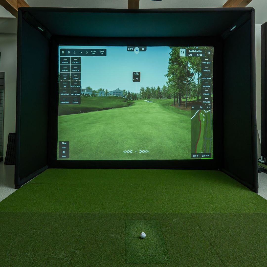 SIG Enclosure Premier Gray Screen Upgrade indoor golf product, available from Grater Golf
