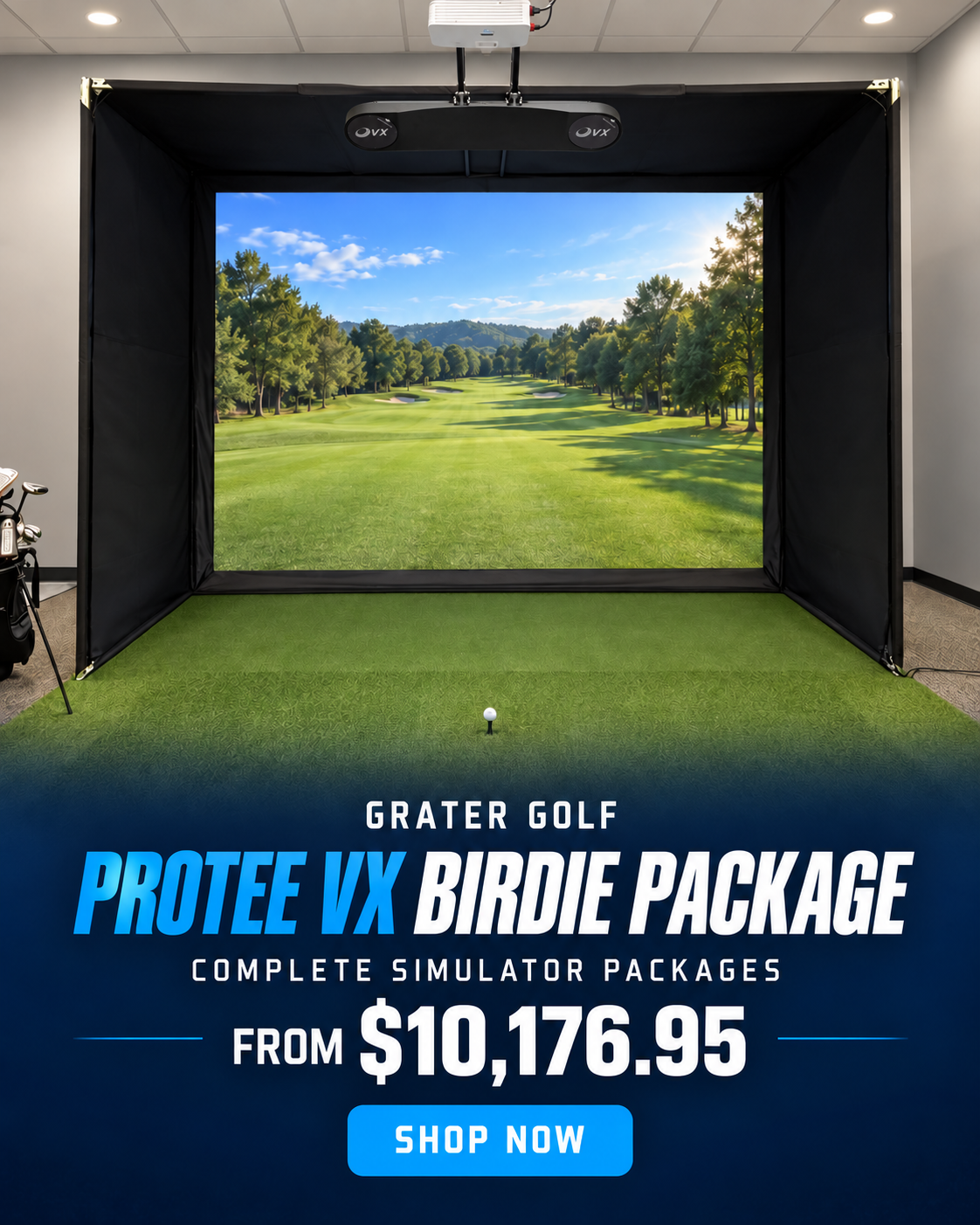 Grater Golf Protee VX Birdie Golf Simulator Package